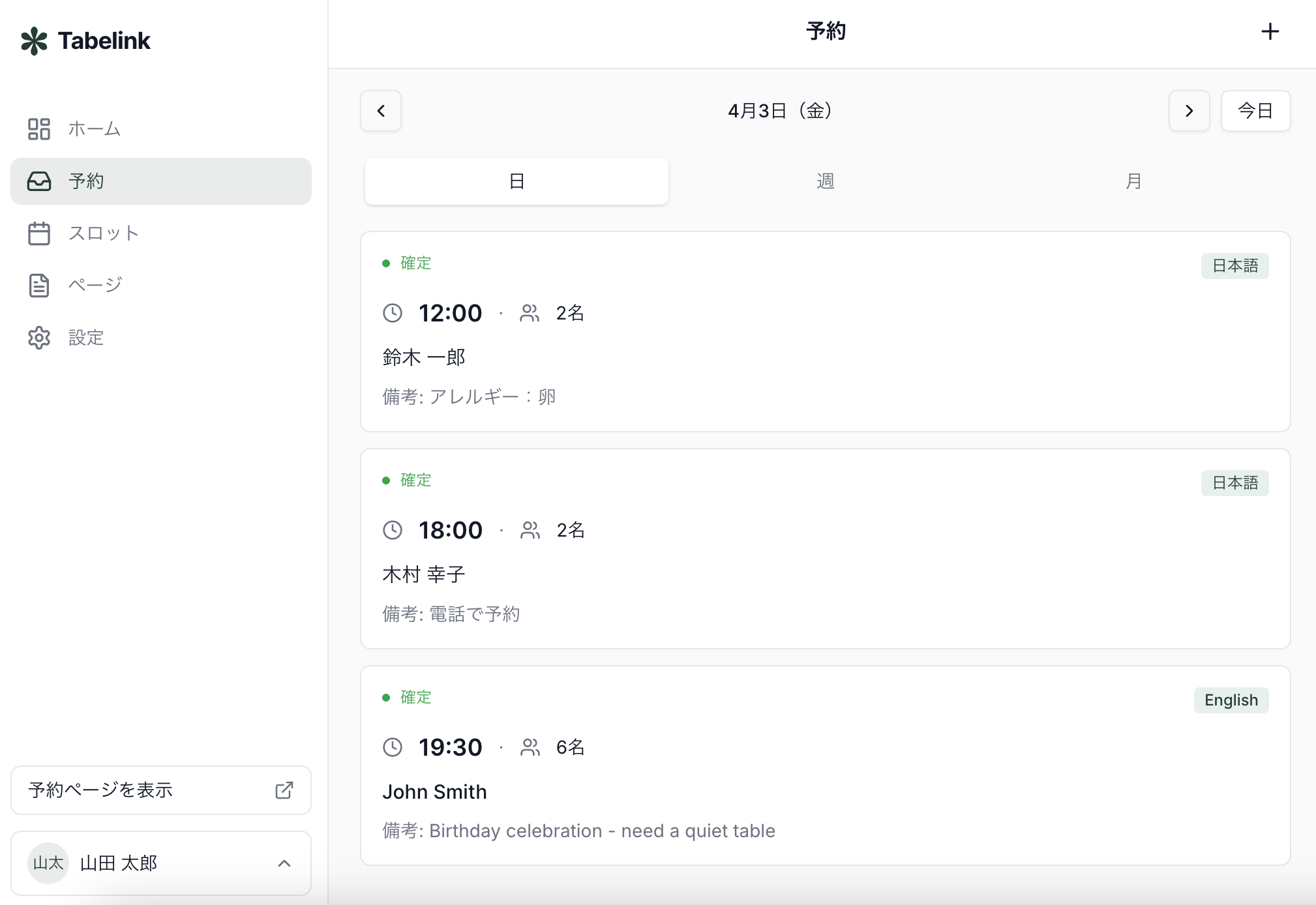 Tabelink platform dashboard